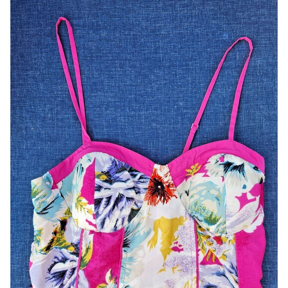 Anthropologie Band of Gypsies Pink Teal Abstract Floral Dress Womens Size Large - Picture 15 of 16